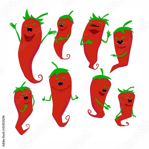 Wallpaper Mural Set simple sketch icon red hot chili peppers and bell peppers black line isolated on white background. Doodle, cartoon drawing illustration. Vegetables. Abstract design logo. Logotype art -  Torontodigital.ca