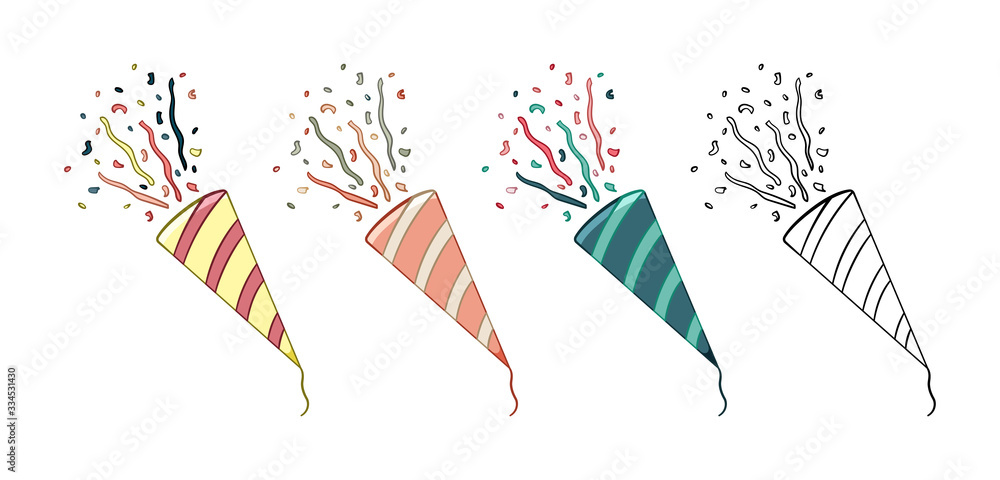 Obraz premium Confetti petards set isolated illustration on white background