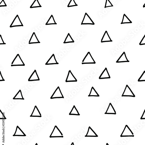 Seamless pattern with hand drawn triangles vector image. Geometric wallpaper.