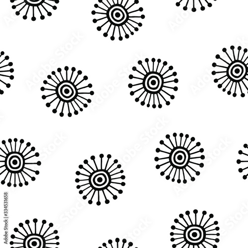Virus seamless pattern. Simple abstract hand drawn vector background.