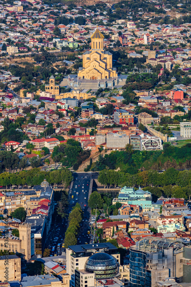 Tbilisi cityscape skyline Holy Trinity Cathedral Georgia Europe landmark