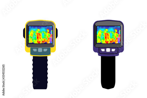 Illustration vector graphic of infrared thermal imaging camera isolated on white background. Flat design. Modern equipment. vector illustration EPS10.
