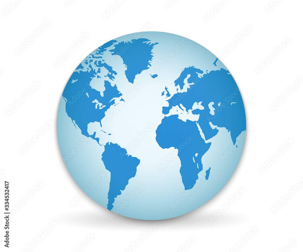 3D Planet Earth. Globe with all continents illustration.