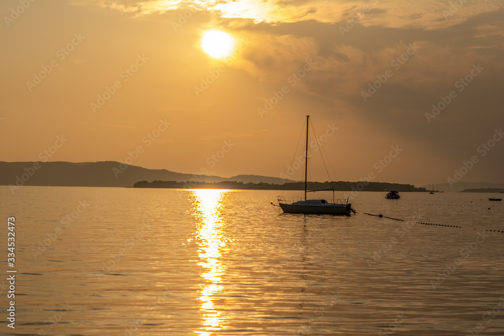 croatia sibenik sunset over sea  holiday tourist summer destination 