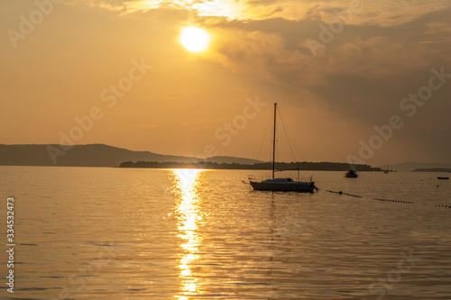croatia sibenik sunset over sea holiday tourist summer destination 