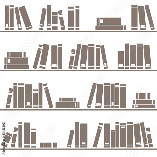 Books on the shelves vector simply retro illustration. Vintage objects for decorations, background, textures or interior design wallpaper isolated on white background.