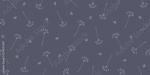 Purple seamless pattern. The pattern herbarium. Pastel tone.