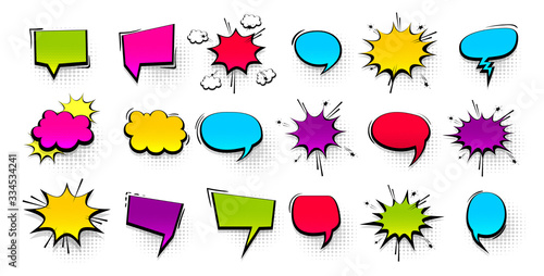 Colored peech bubble for comic text isolated background