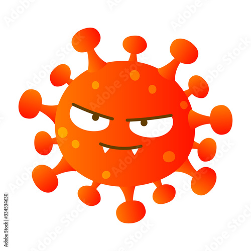 Coronavirus cartoon evil character isolated on white background