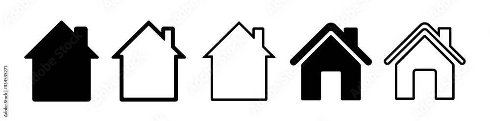 Home flat icon set vector illustration - obrazy, fototapety, plakaty 