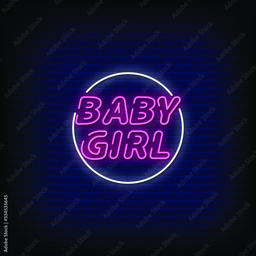 Baby Girl Neon Signs Style Text Vector