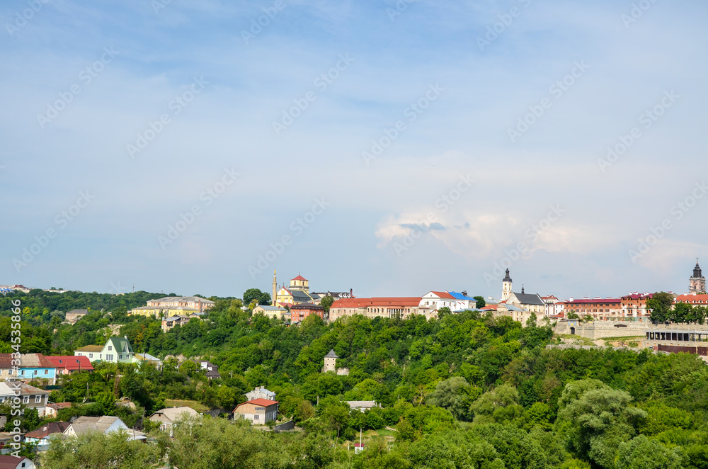 View of the historical part of the old town from the fortress. Ancient City of Kamyanets-Podilsky Located in the Western Ukraine the historic capital region of Podillya