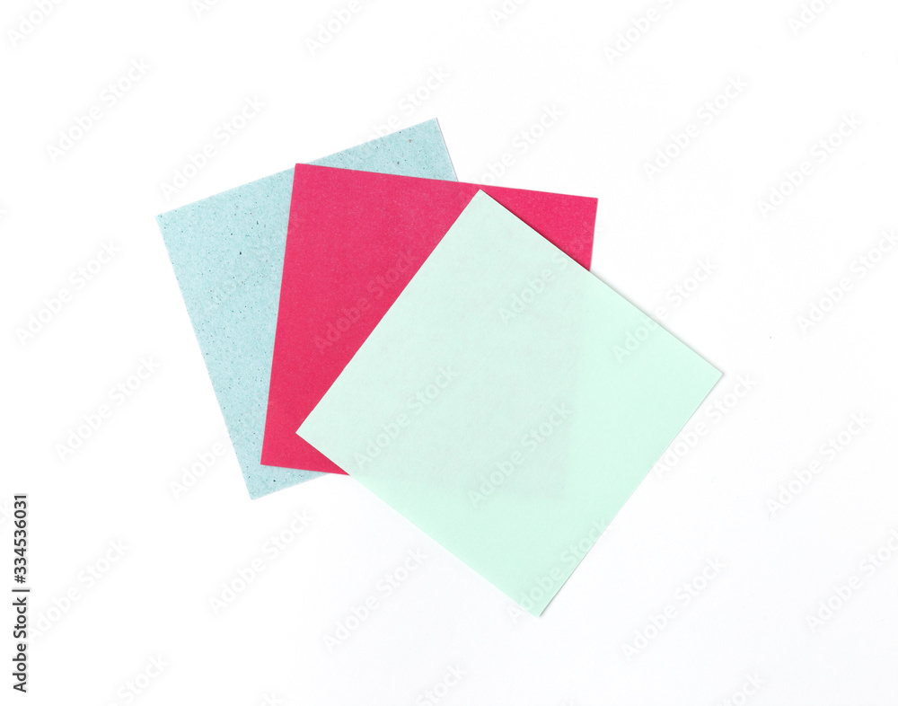 set of note sheets, color blank Paper stickers on a white background set of note sheets, color blank Paper stickers on a white background