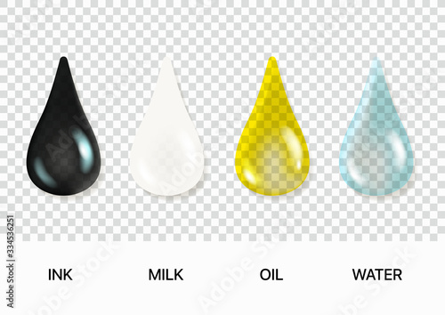 Different liquid drips vector clipart