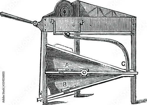 Old Bellows Device, Vintage Engraved line art drawing black and white Illustration