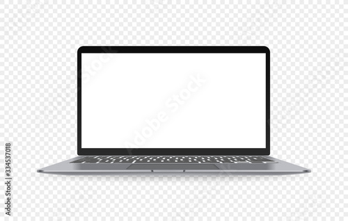 Modern widescreen laptop with empty screen isolated on transparent background