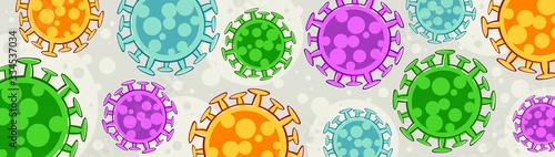 Colorful background with coronavirus drawings