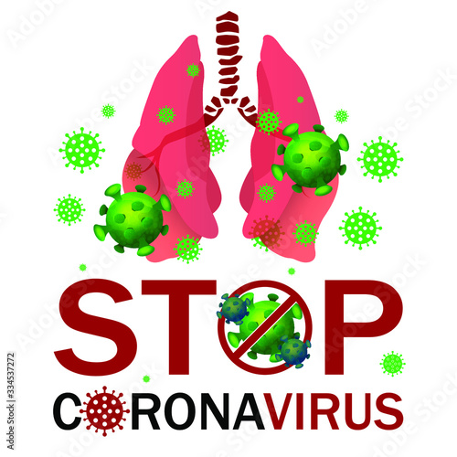 Vector illustration of stoppage sign with virus inside, stop symbol with coronavirus, prohibition sign with covid 19, Stop Virus logo