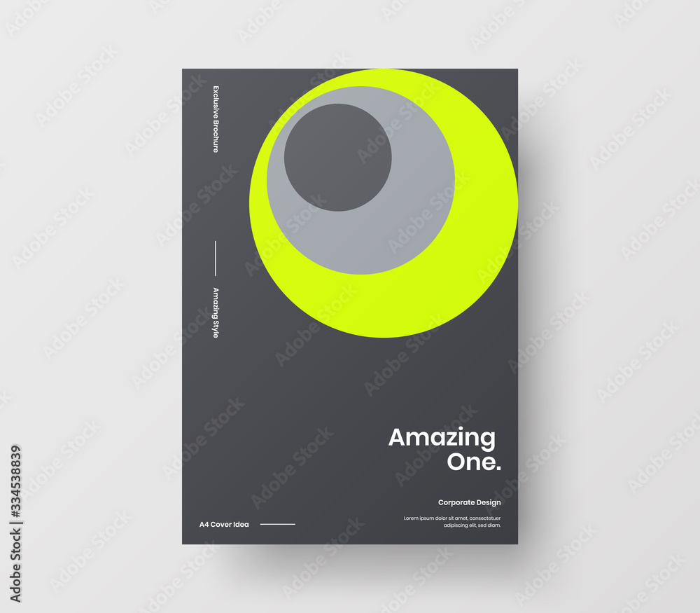Fototapeta premium Amazing business presentation vector A4 vertical orientation front page mock up. Modern corporate report cover abstract geometric illustration design layout. Company identity brochure template.