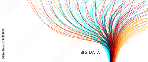 Curved lines with perspective effect. Optical fiber. 3d abstract background. Vector illustration.