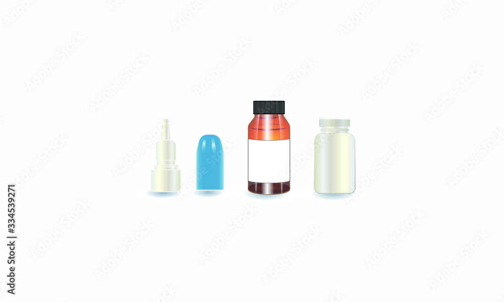 Set of bottles for use in medicine in pharmacies and shops. Vector illustration Set of bottles for use in medicine in pharmacies and shops. Vector illustration
