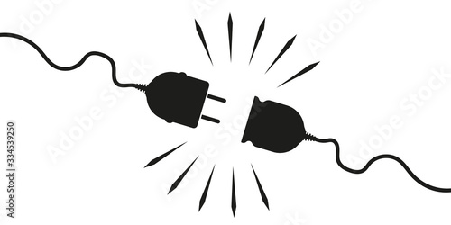 Vector unplugged sockets. Minimalistic design 404 bugs on white background. Electrical theme web banner concept, power outage, connection loss