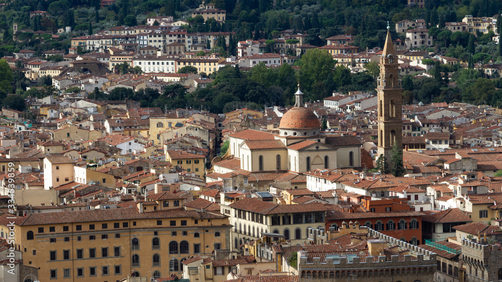 Basilica di S. Spirito, view from Santa maria Maggiore top of Brunelleschi Dome, Firenze, Tuscany, Italy