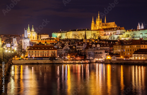 Prague night cityscape © YuliaB