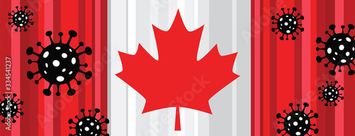 Corona Virus in Canada. 2019-nCoV. CoronaVirus Global Spread and Concept of Icon of Stopping Corona Virus. Flu and lung disease spreading of world. Dangerous Chinese ncov corona virus, risk alert.