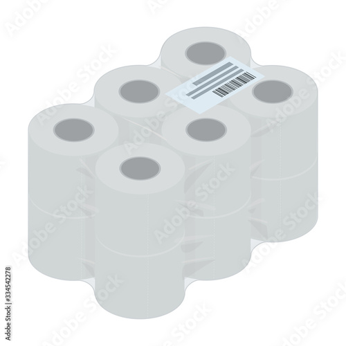 Packaging rolls of toilet paper. 3D Render. Vector illustration.