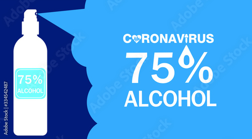 MERS-Cov, COVID-19, Novel coronavirus, 2019-nCoV, virus being killed by spray, disinfectant solution. Stop Covid-19 text concept. Flat vector illustration