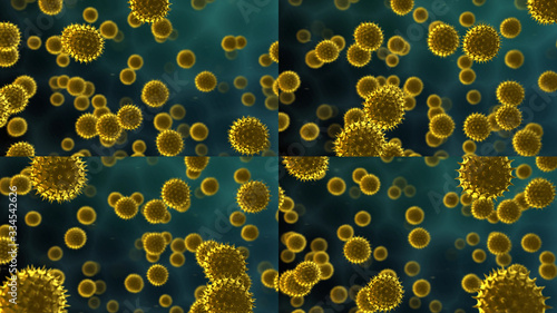 Virus SARS COVID-19 Coronavirus cell bacteria medical biology science 3D illustration. © bluebackimage