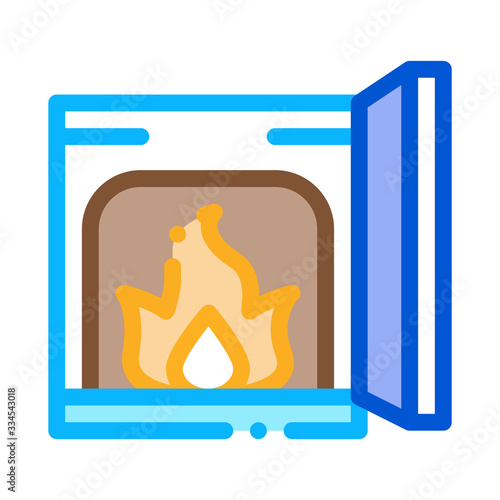 open fire in stove icon vector. open fire in stove sign. color contour symbol illustration
