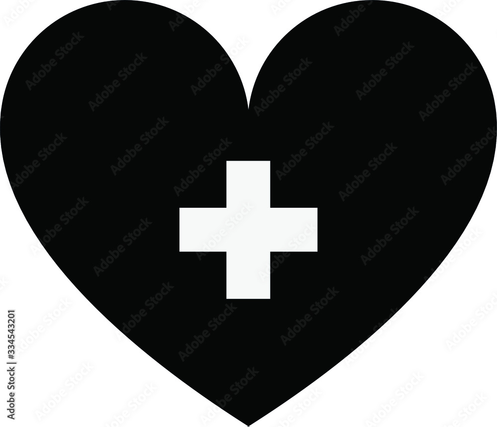 black heart with with a white medical cross inside black heart with with a white medical cross inside