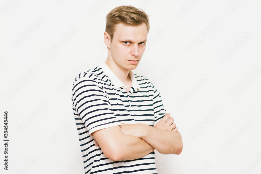 Stop gesture with indignation shown by men Stop gesture with indignation shown by men