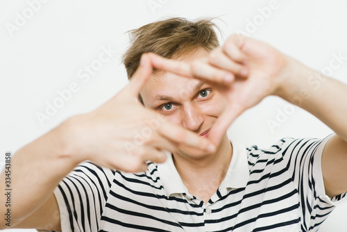 man making a hand frame