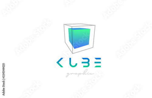 3d wire cube logo icon design in green color for corporate and business