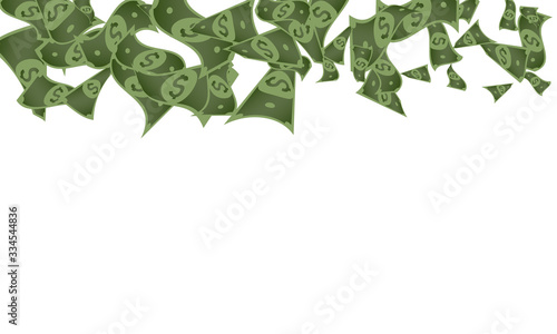 Us dollar bill. Washington american cash. Falling usd money background.