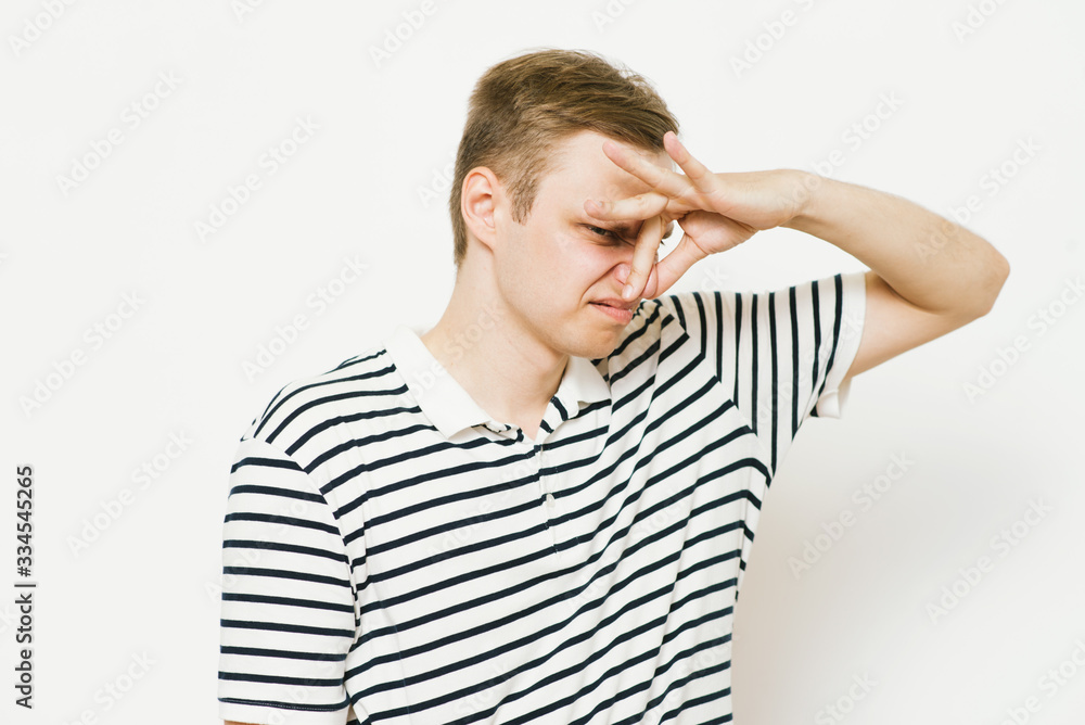 The stench. Closes the man's nose The stench. Closes the man's nose