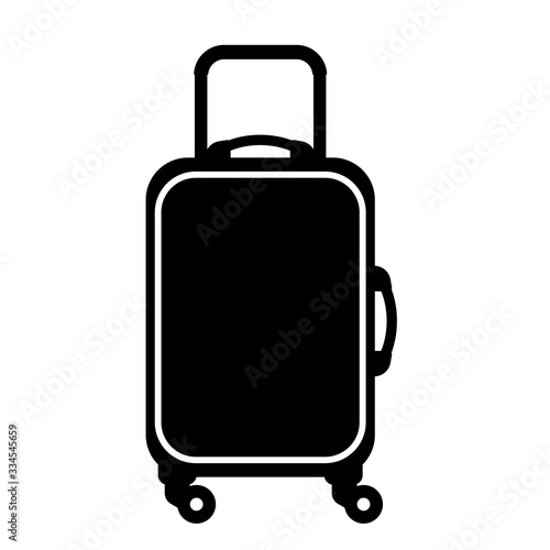 Travel black suitcase icon. Vector illustration