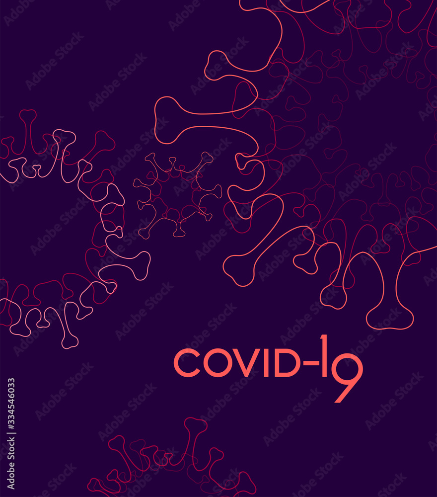 Coronavirus bacteria cells.Bright virus on dark background	