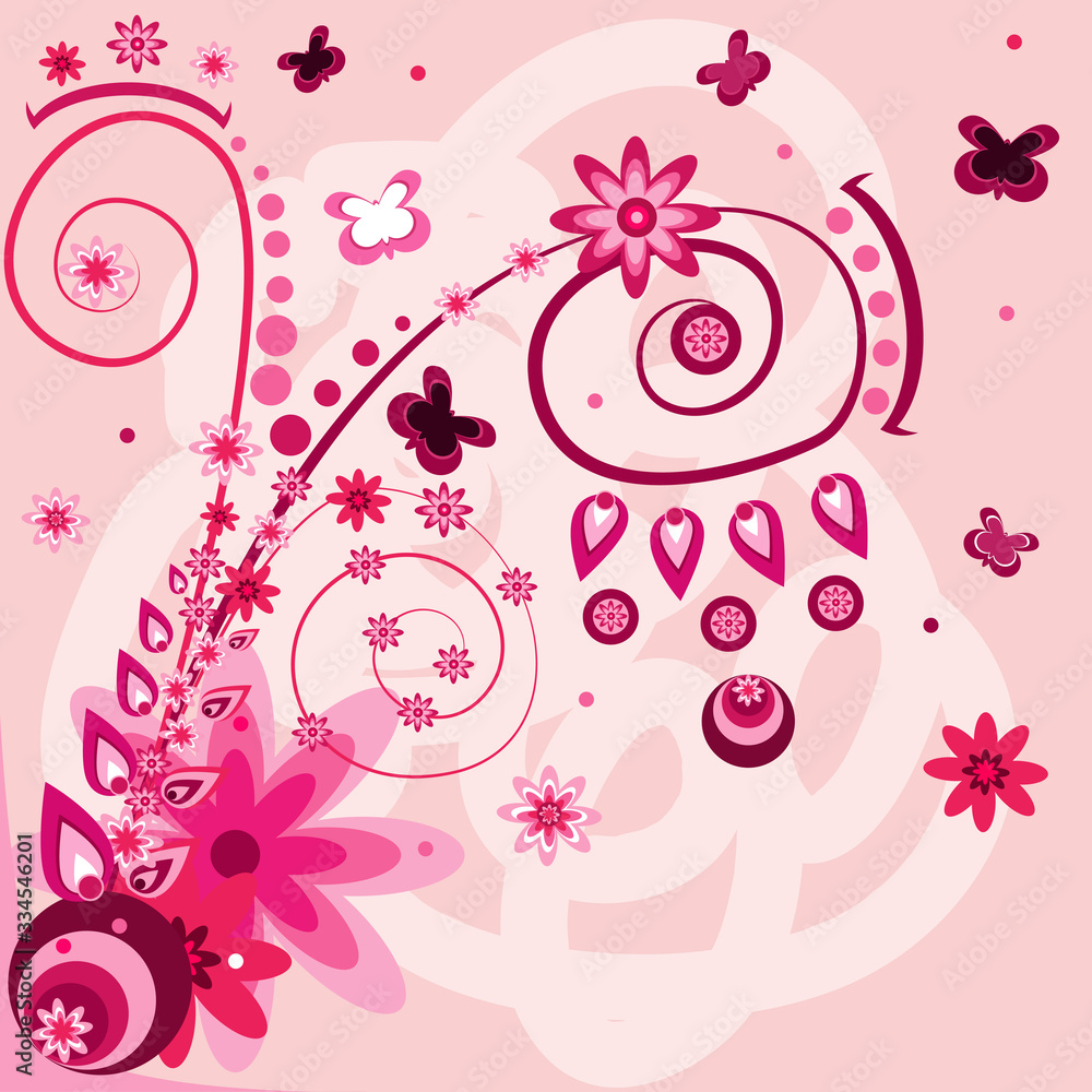 Vector floral background with pink and purple abstract flowers. Vector floral background with pink and purple abstract flowers.