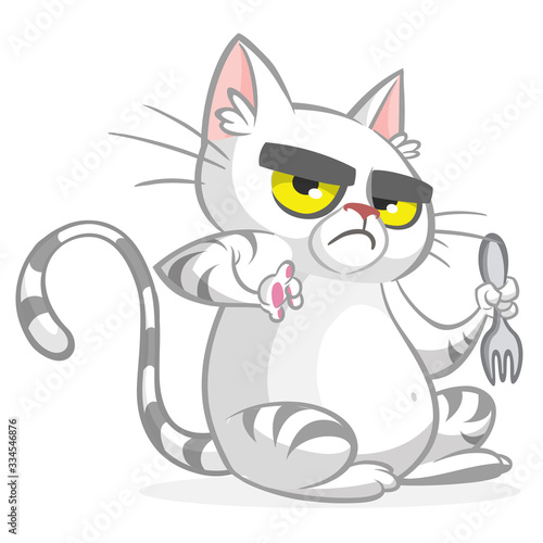 Cute and funny cartoon cat. Vector illustration