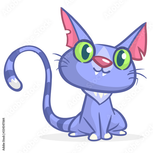 Cute and funny cartoon cat. Vector illustration