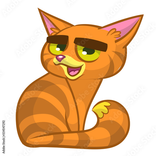 Cute and funny cartoon cat. Vector illustration