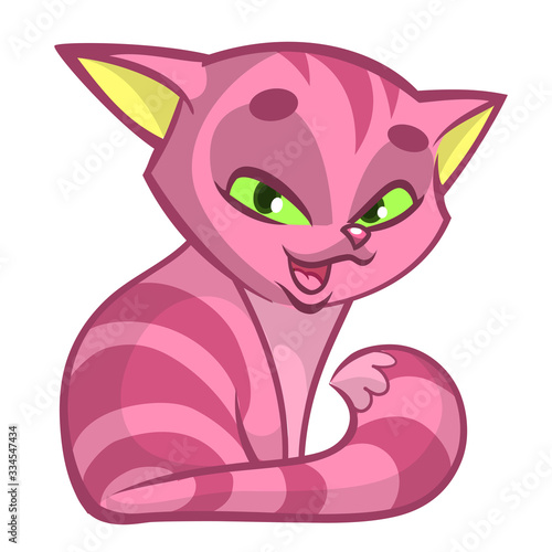Cute and funny cartoon cat. Vector illustration