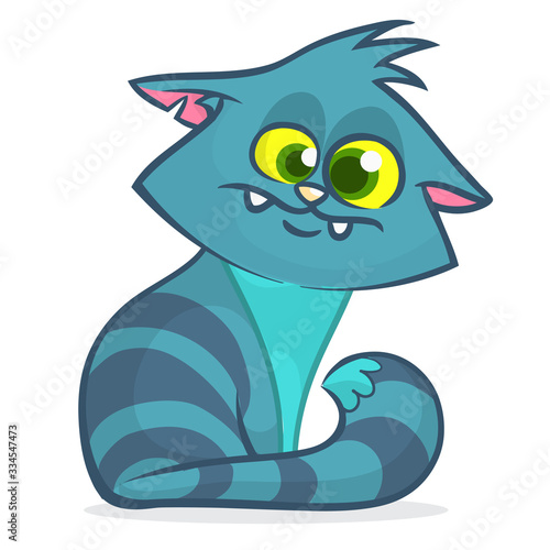 Cute and funny cartoon cat. Vector illustration