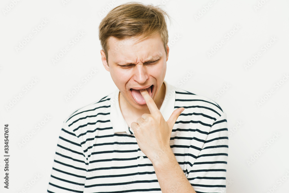 male of European appearance causes vomiting putting his fingers in his mouth on a , nausea male of European appearance causes vomiting putting his fingers in his mouth on a , nausea