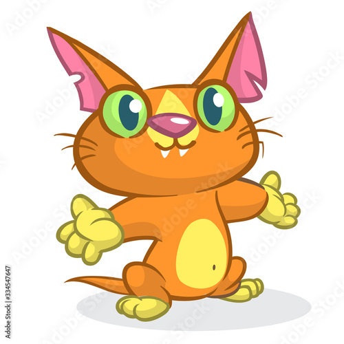 Cute and funny cartoon cat. Vector illustration