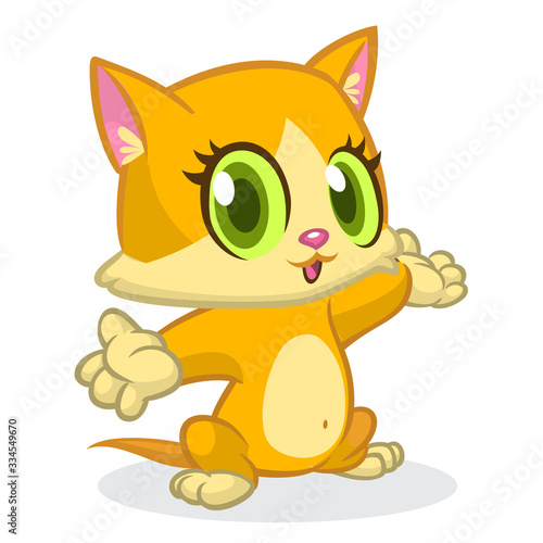 Cute and funny cartoon cat. Vector illustration